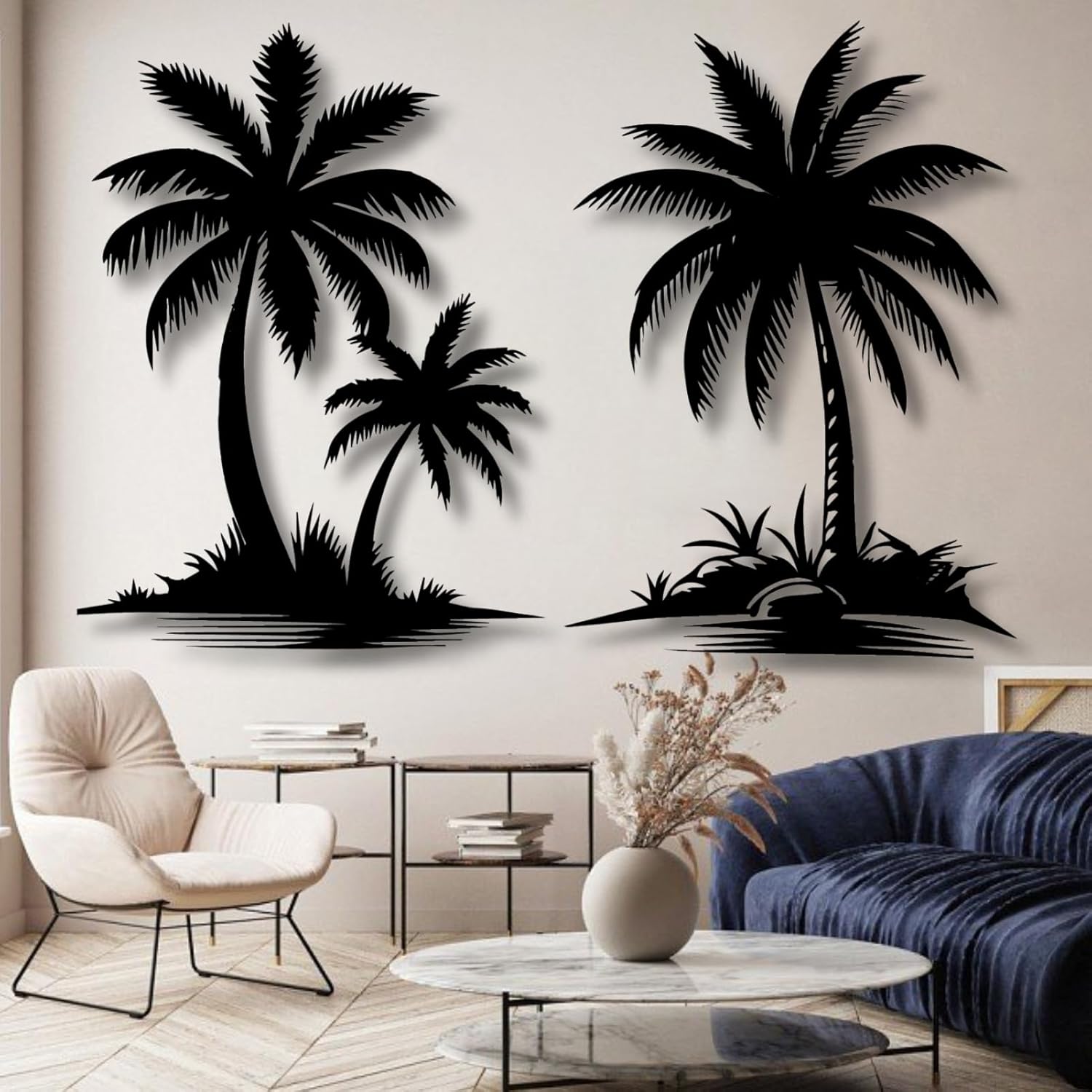 Metal Palm Tree Wall Decor,Palm Tree Metal Wall Art,Metal Palm Tree,Palm Tree Metal Wall Decor,Tropical Metal Wall Art,Beach Wall Decort,Palm Tree Bathroom Decor (black,81 L" x 55 W" / 206 x 140 cm)