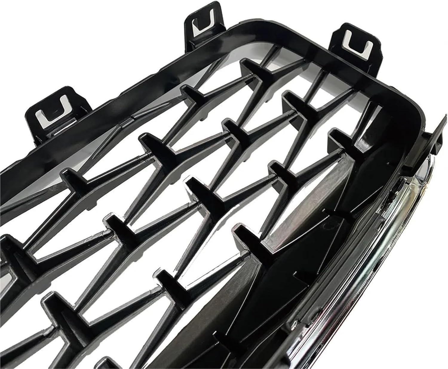 One Pair Chrome Kidney Grilles Compatible with BMW 3 Series F30 F35 F31 2012-2018 Meteor Style Diamond Style Racing Grills(Glossy Black)