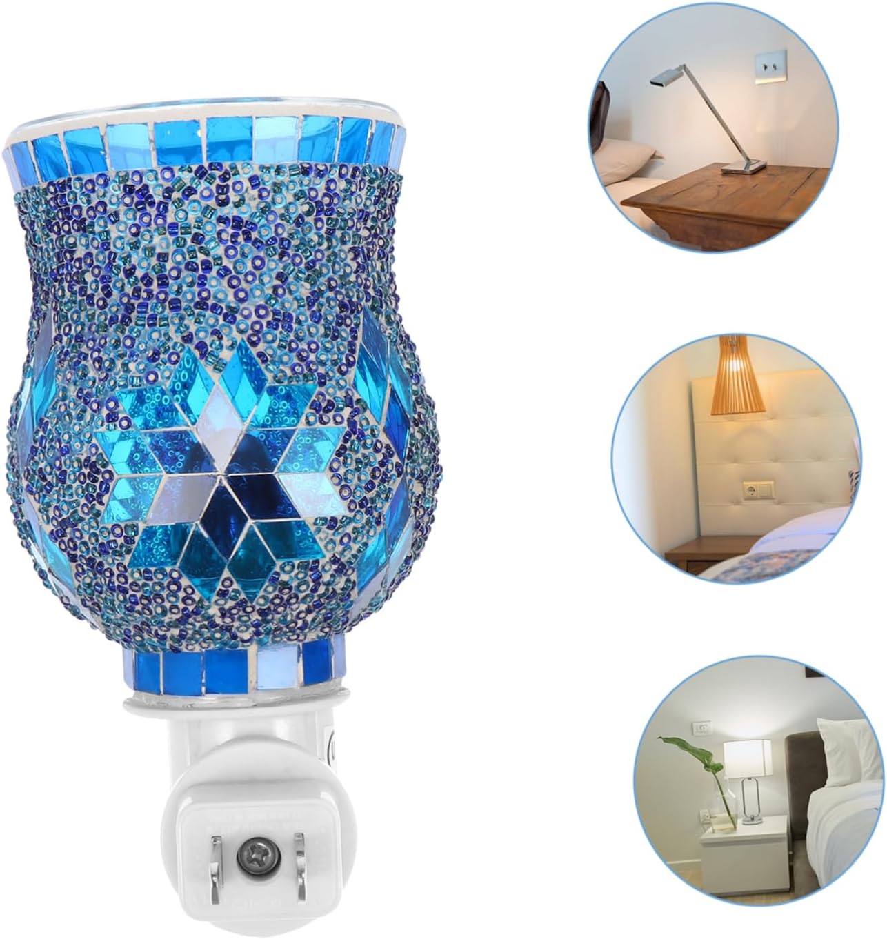 1pc Mosaic Candle Holder Mosaic Wax Melts Warmer Scented Oil Diffusers for Home Incense Burner Cup Plug in Wax Melter Elegant Essential Oil Electric Aroma Diffuser Glass