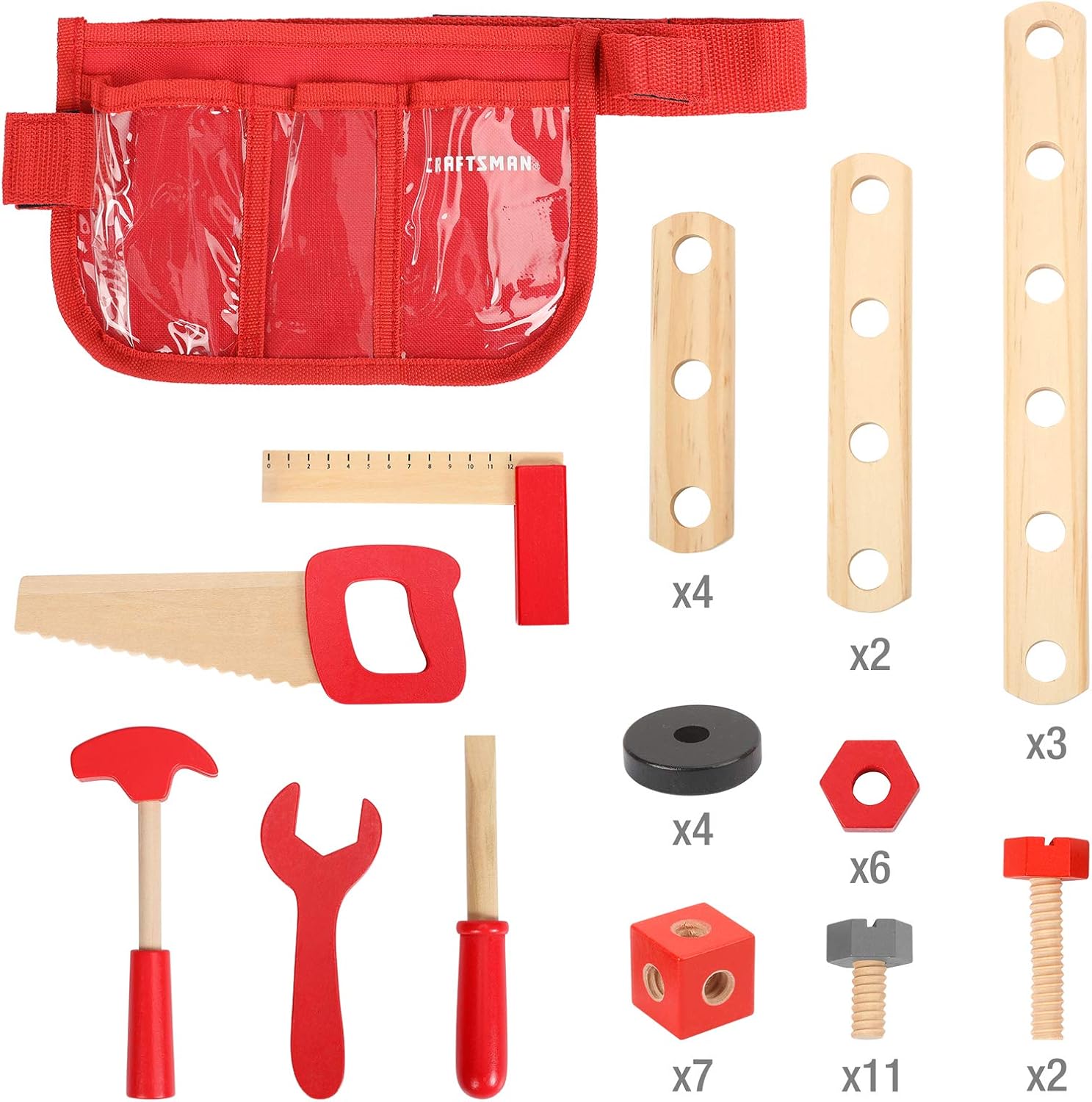 Craftsman Wooden Building Toy Tools Set, Building Toy Set Creative&Educational Construction Toy, Great Gift for Toddlers 3+ : Toys & Games