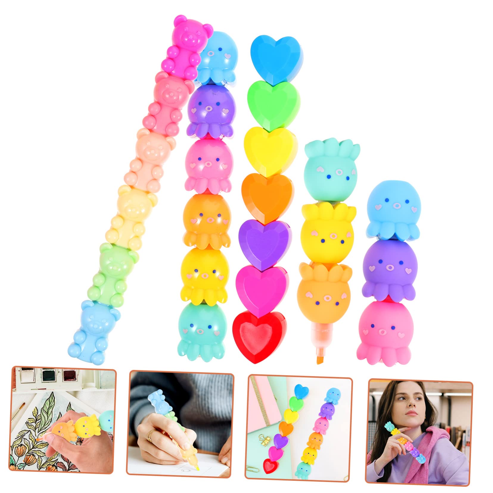 DOITOOL 125 Stück Cartoon Hochlighter Bunte Marker für Schule Büro und Diy Projekte Vielseitig Einsetzbar für Zeichnungen und Notizen für Schüler und Studenten