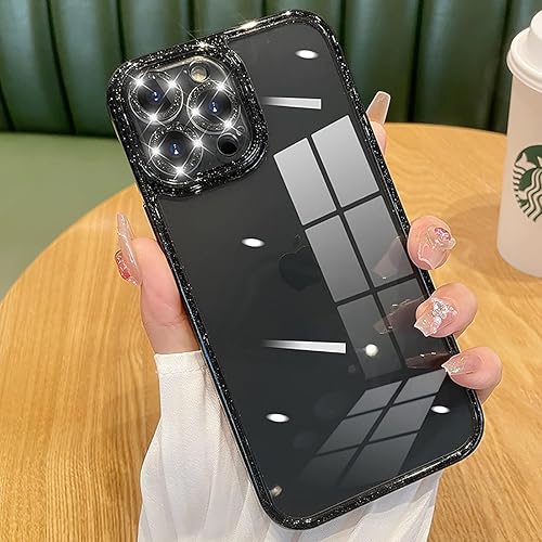 Miniatura 9 de Eiyikof Funda para iPhone 13 Pro Max con protector de lente de cámara brillante diseño de diamantes brillantes parte trasera delgada y transparente