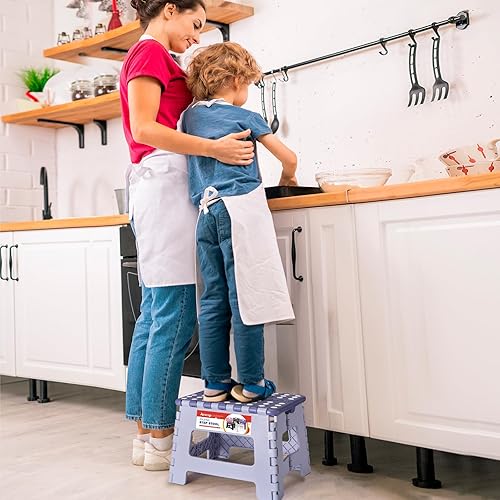 Miniatura 167 de Taburete plegable resistente de alta calidad de 13 pulgadas de altura para adultos, taburete de cocina, jardín, baño, color blanco Blanco,Bicolor