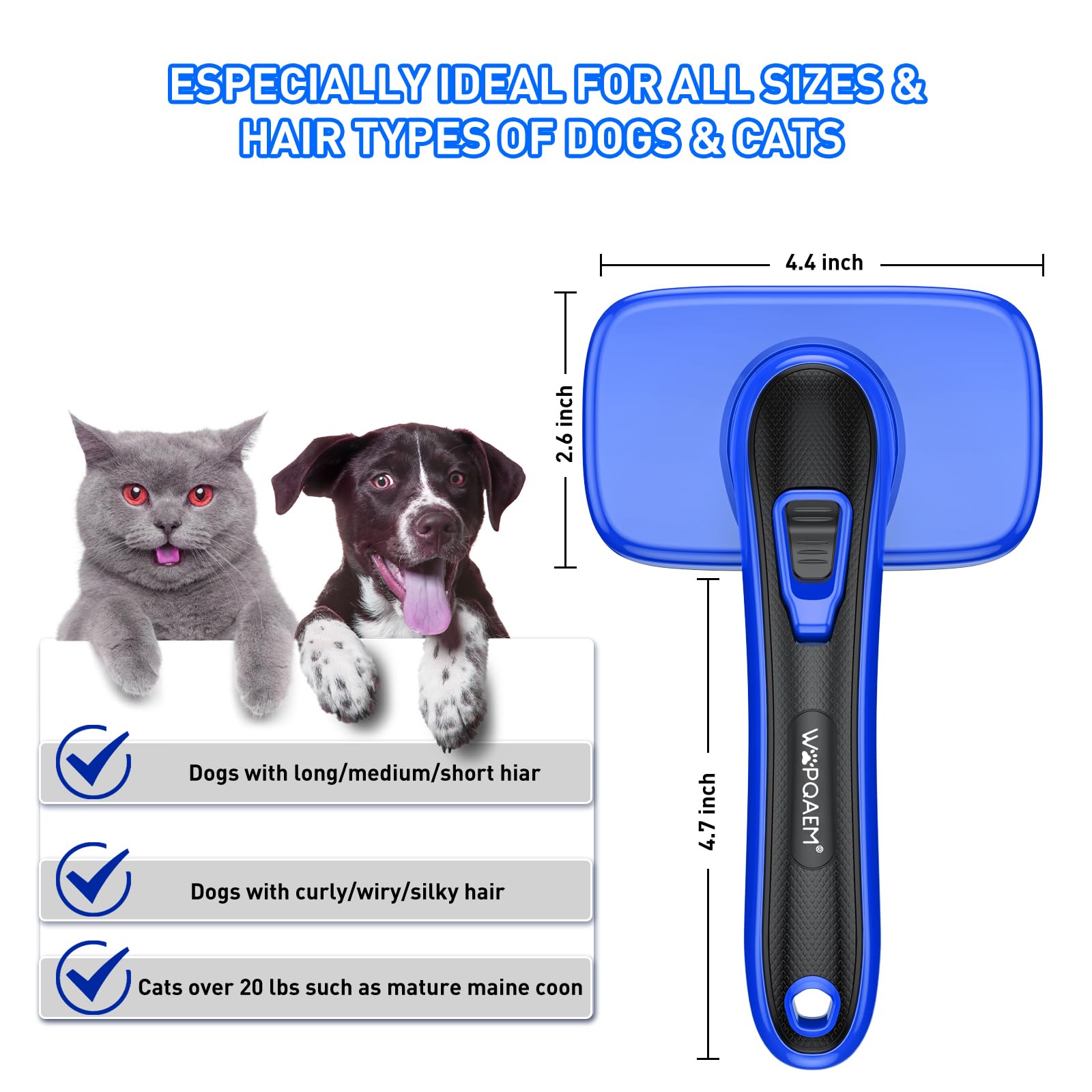 WOPQAEM Dog Brush, Self Cleaning Slicker Dog Brush for Shedding & Grooming Short or Long Haired Cats, Furminator for Pets New Blue - Image 4