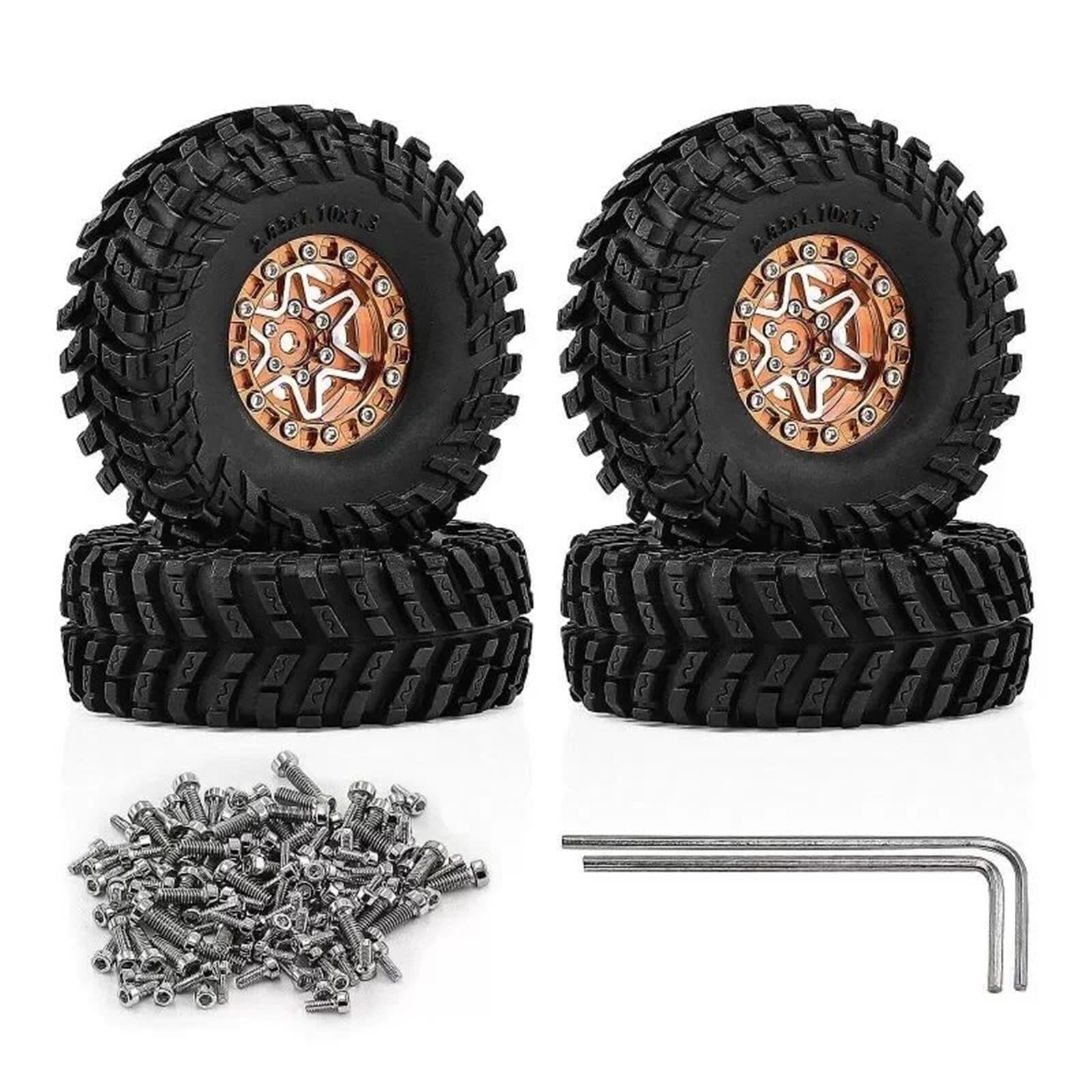 Für TRX4M Für SCX24 Für FMS Für Ascent-18 Für Axial Für AX24 Für FCX24 Für FCX24M 1/18 Rc Auto 4 Stücke 1,3 "Aluminium Räder Reifen Upgrade Teile RC-Upgrade-Komponenten