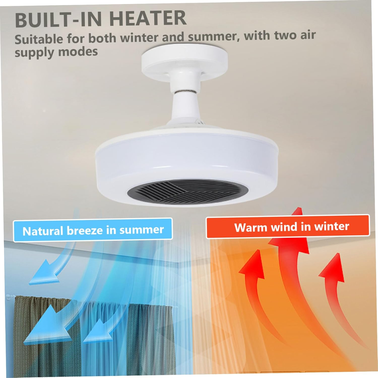 Bathroom Heater Fan Light Combo Ceiling LED Light with Built in Heating Fan and Remote Control Bathroom Ceiling Ventilation Heater for Home