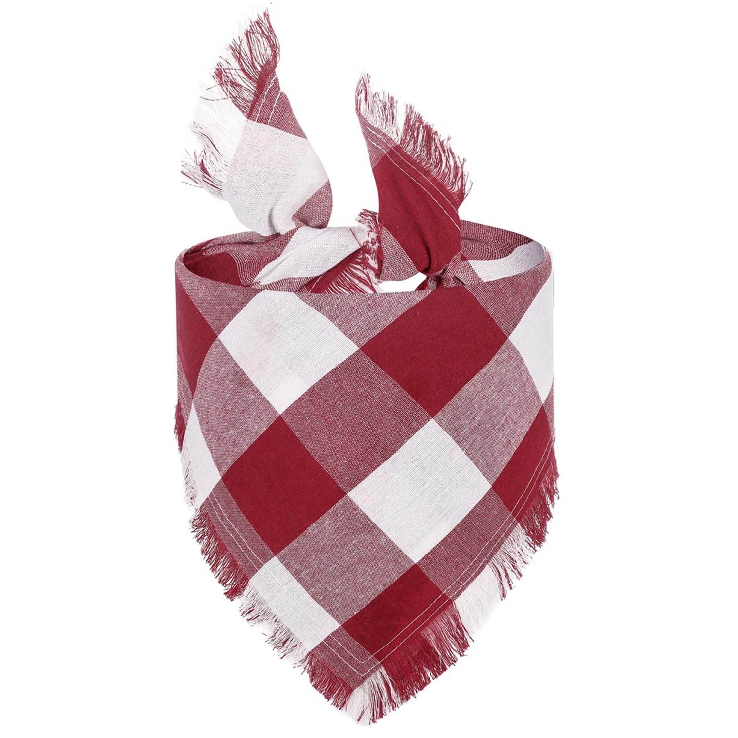 Dog Bandanas, Cotton Plaid Dog Scarfs Washable Triangle Pet Bibs Kerchief for Small Dogs Medium Large Dogs,Red