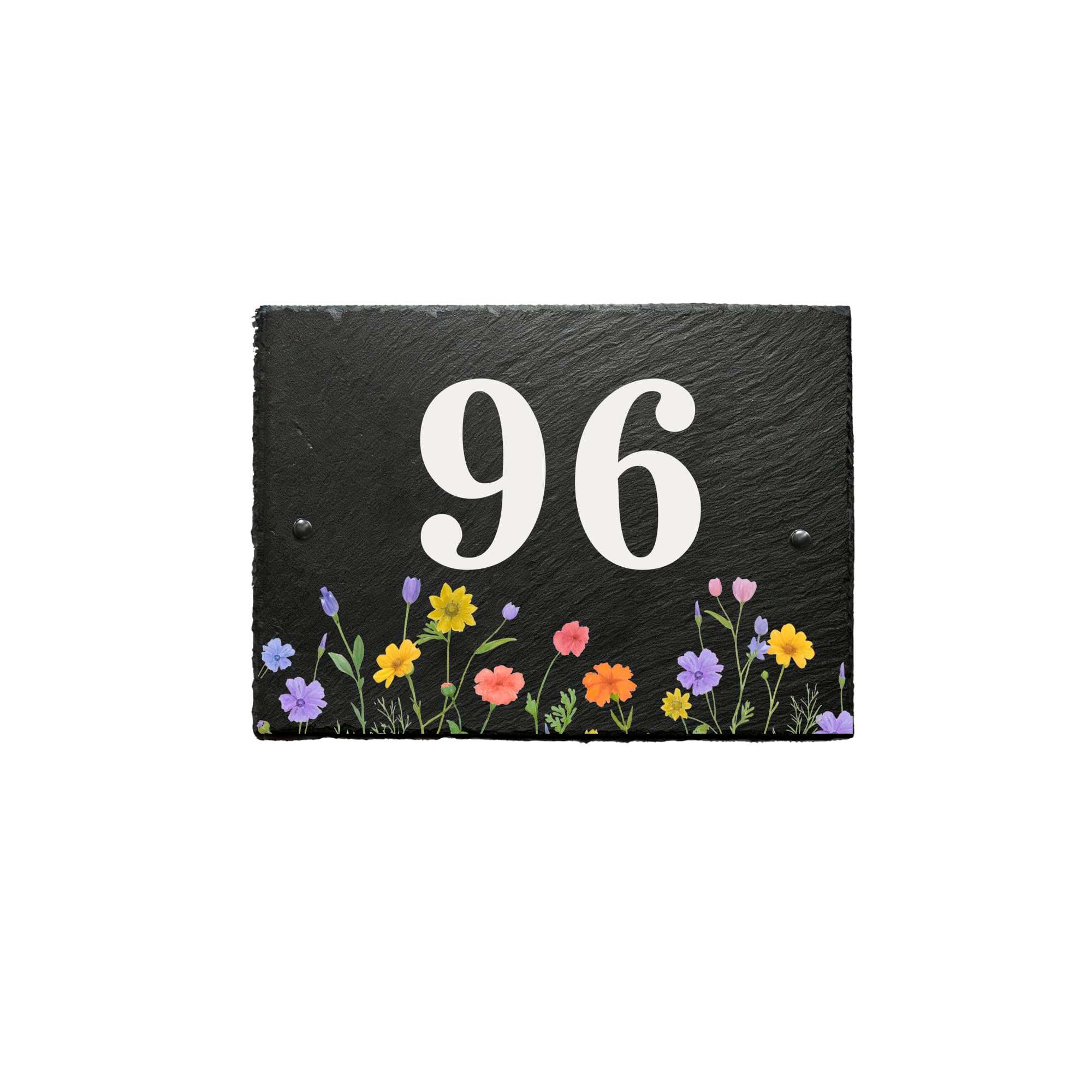 EDSG Personalised Slate House Signs for Outside, UV Printed Door Number Plaques for Wall, House Number Plaques Yard Garden Signs, Welcome House Sign Home Decor, with Wall Fixings (Small - 15x10cm)