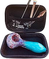 4" Blue Purple Glass Pipe Set - Gorgeous Collectible Straw with Cleaner Brush & Zipper Bag Gift for Beginners