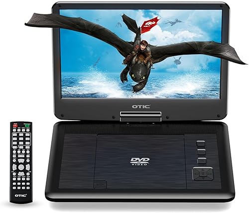 OTIC Reproductor de DVD portátil de 13 pulgadas con pantalla giratoria HD de 11.6 pulgadas, reproductor de DVD para automóvil, batería recargable de