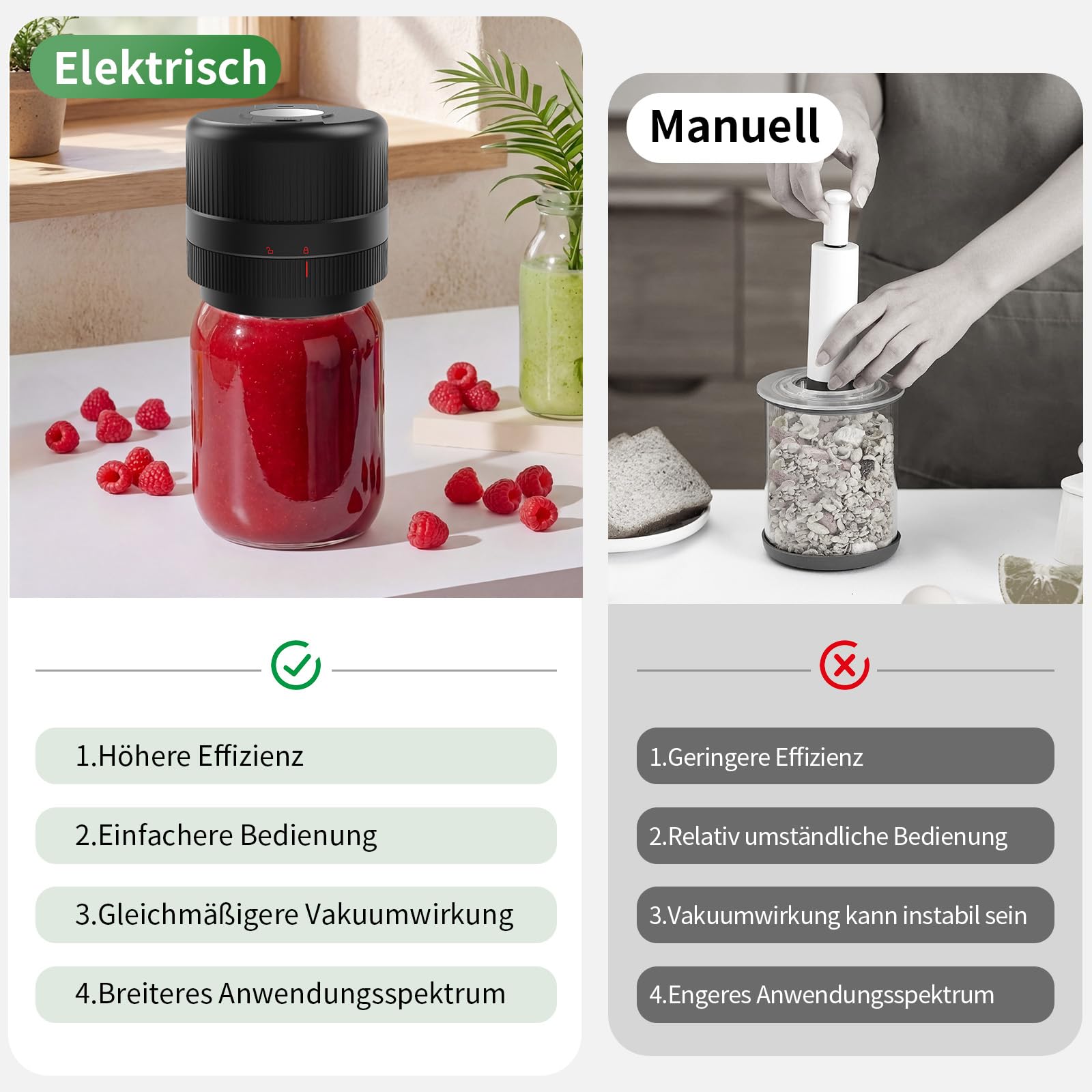 Vakuumierer für Gläser | Elektrisches Mason Jar Vakuum Sealer für Breite und Normale Öffnung | Tragbares Vakuumiergerät für Gläser | Geschenke für Sie, Mama, Oma, Schwarze Upgrade-version