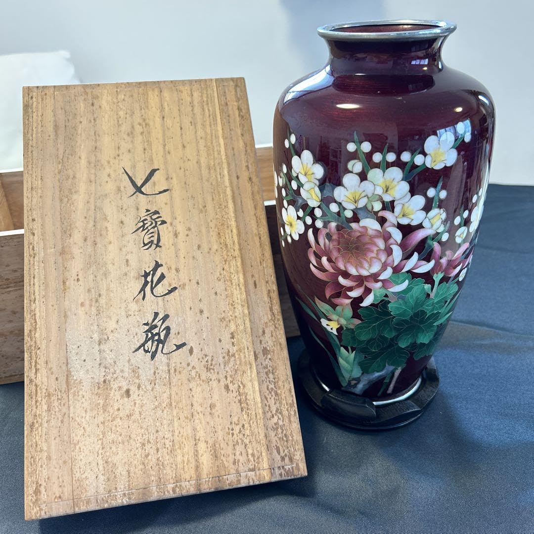 七宝焼き　花瓶　フラワーベース　台座つき Amazon.co.jp: 七宝焼き 花瓶 フラワーベース 台座つき 縦25cm