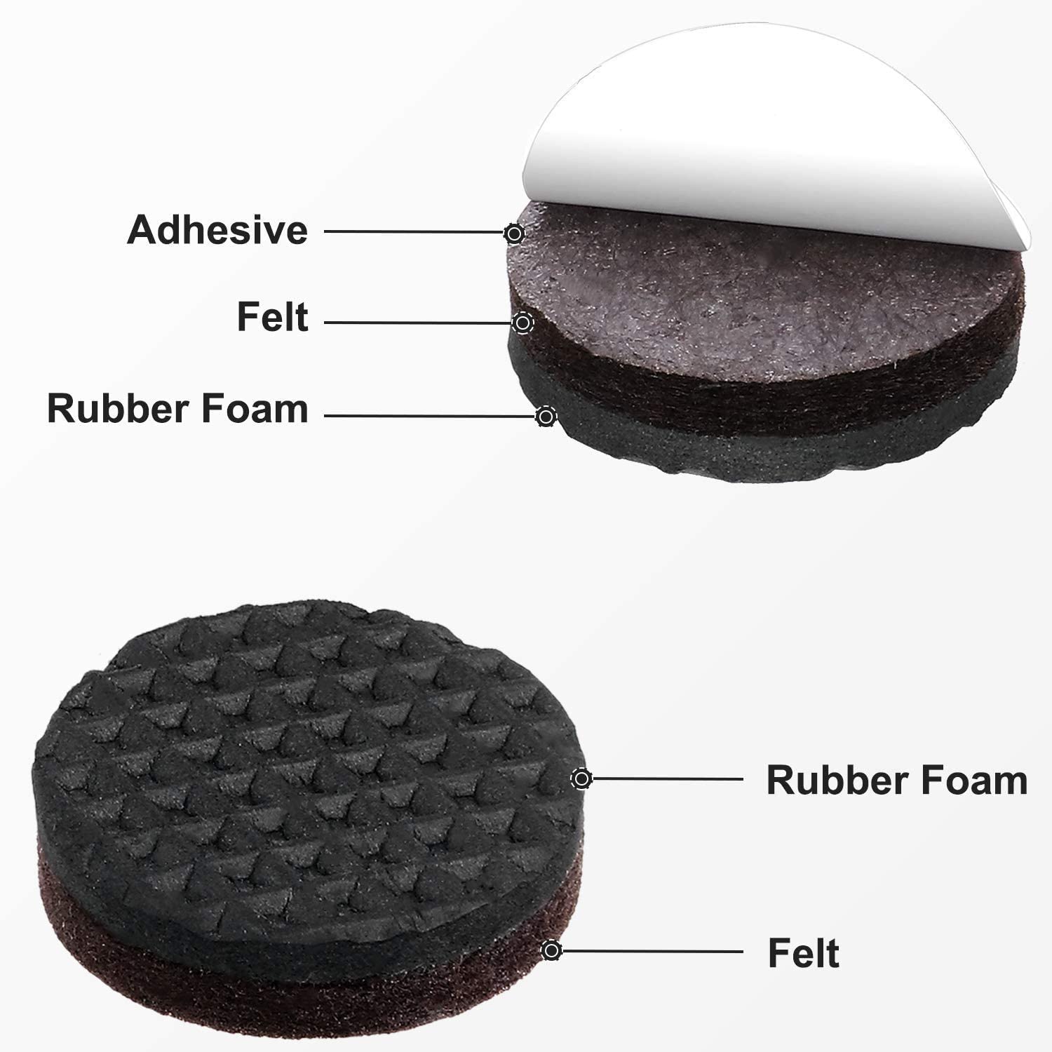 Yelanon Non Slip Furniture Pads 56 pcs(25+50) mm Furniture Grippers, Non Skid for Furniture Legs,Self Adhesive Rubber Furniture Feet,Anti Slide Furniture Hardwood Floor Protector - Image 2