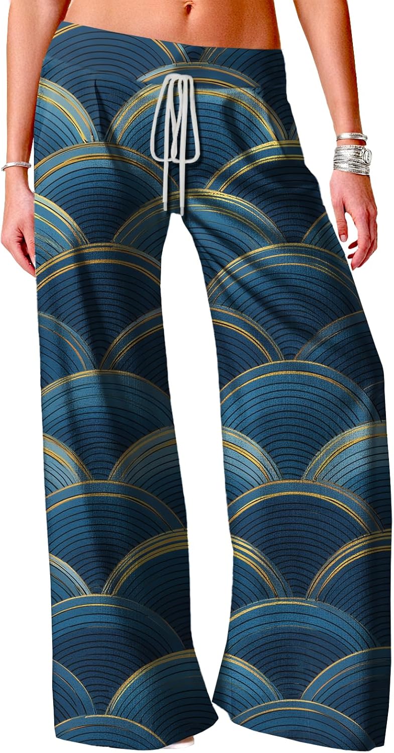 Wide Leg Trousers Women Drawstring Trousers Flowy Work Pants with Pockets Fashion Clothes Summer Outfit Plus Size