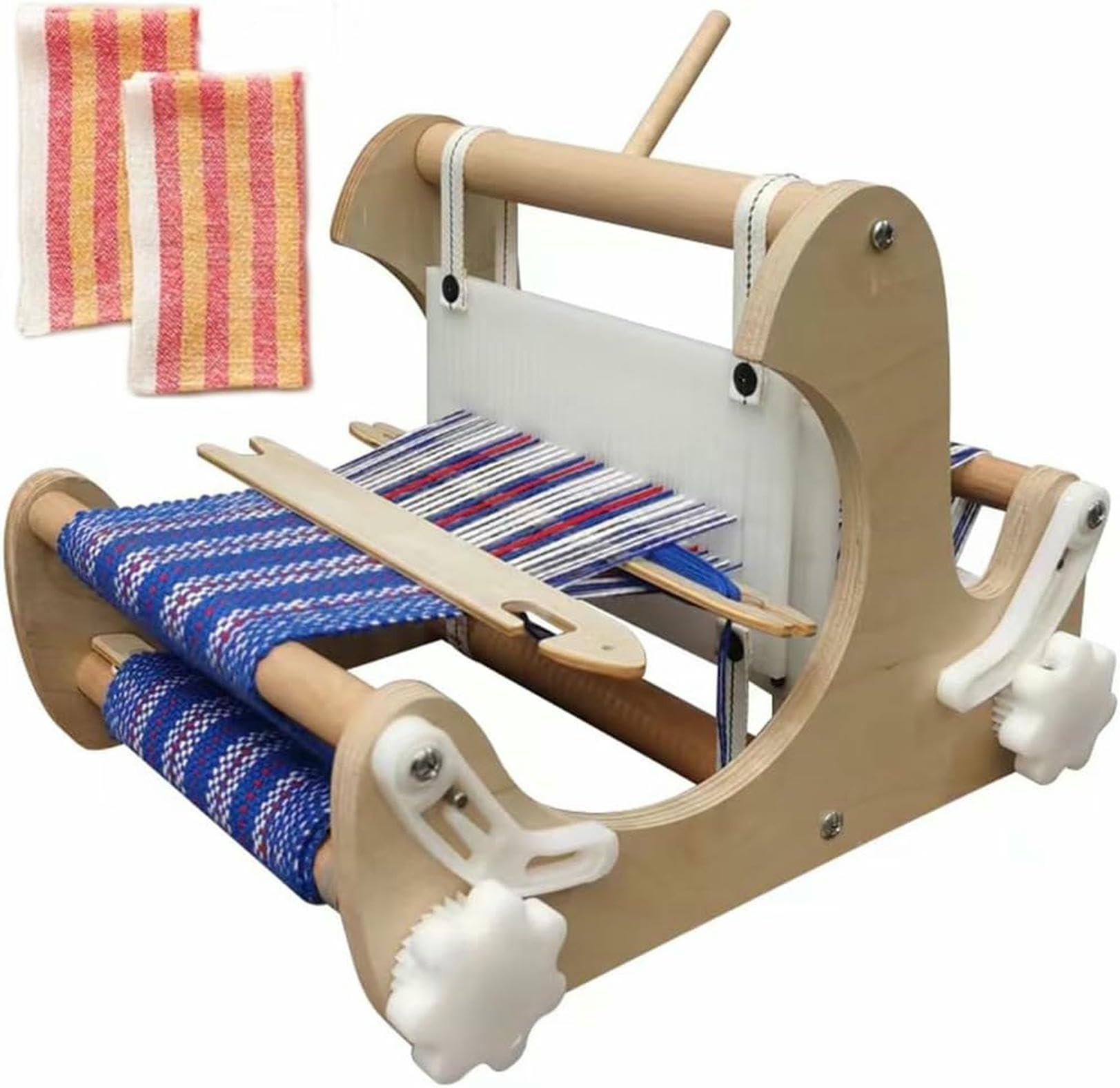 Métier à tisser en bois de bureau avec fils de laine et navettes pour tissage artisanal durable