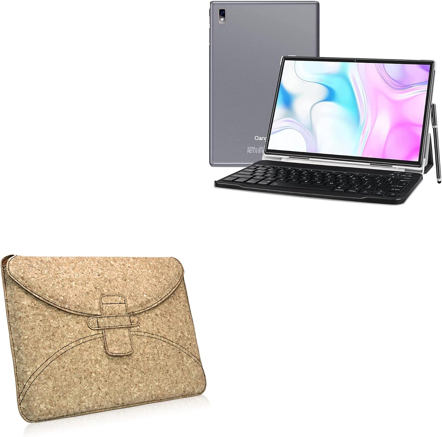 BoxWave Case Compatible with Oangcc Android 10 Tablet Tab_A6 (10.1 in) - Quorky Pouch, Durable, Lightweight Cork Envelope Sleeve Cover