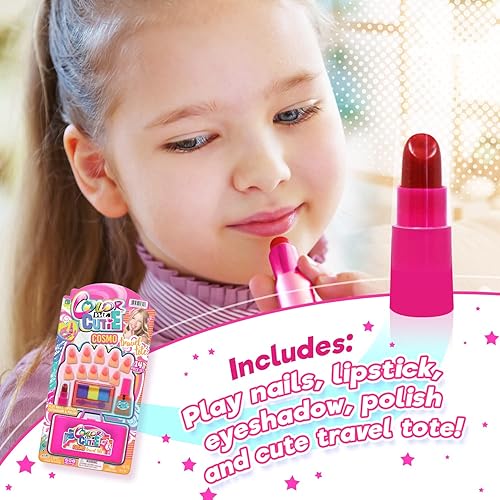 Miniatura 4 de JA-RU Juguete de maquillaje para niñas (6 kits de belleza), paleta de sombras de ojos, lápiz labial de juguete, esmalte de uñas, uñas postizas.