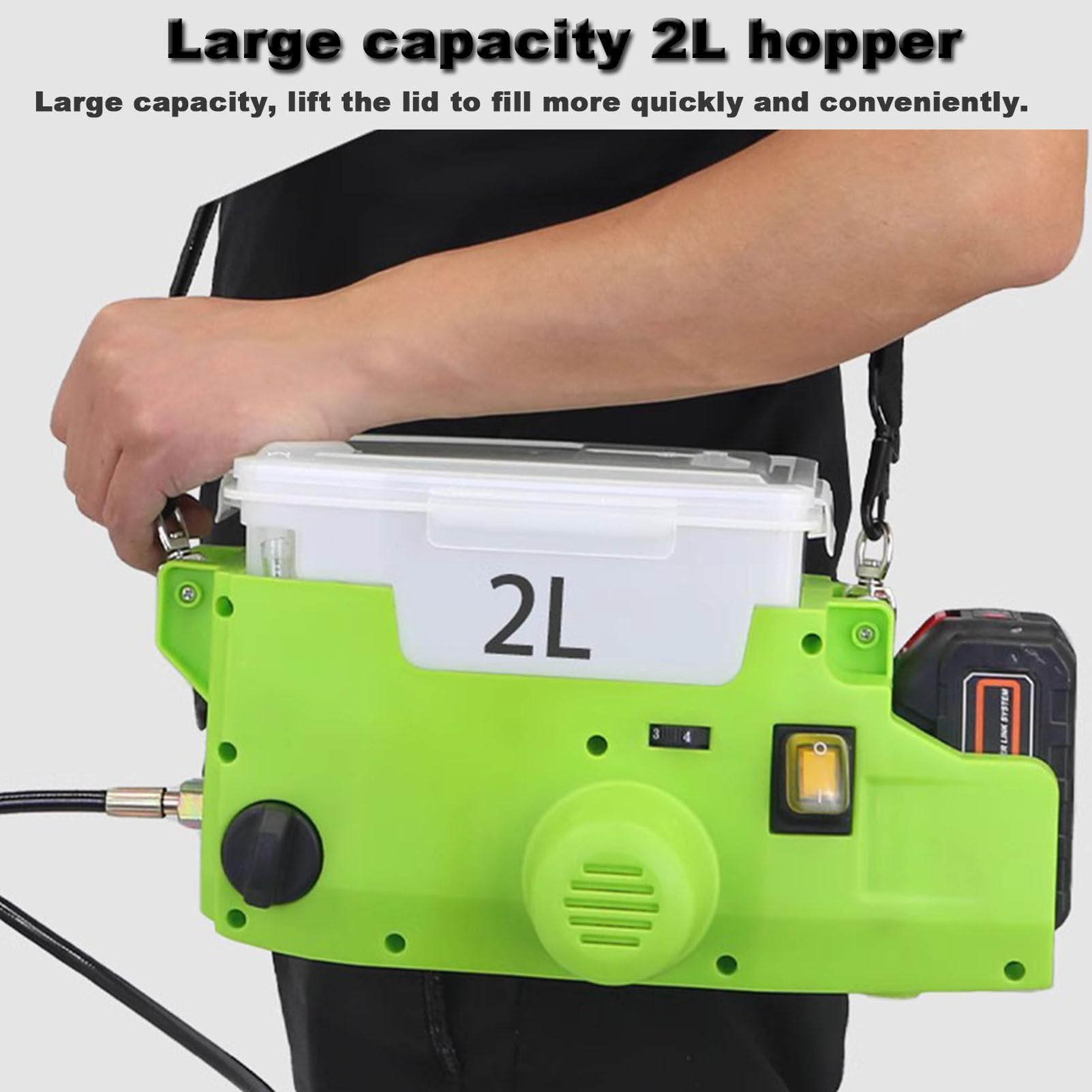 Bezprzewodowy pistolet do malowania plecaka, przenośna, akumulatorowa maszyna do natryskiwania bezpowietrznego o mocy 500 W, narzędzie do natryskiwania ścian mebli 1,7 l (1Battery)