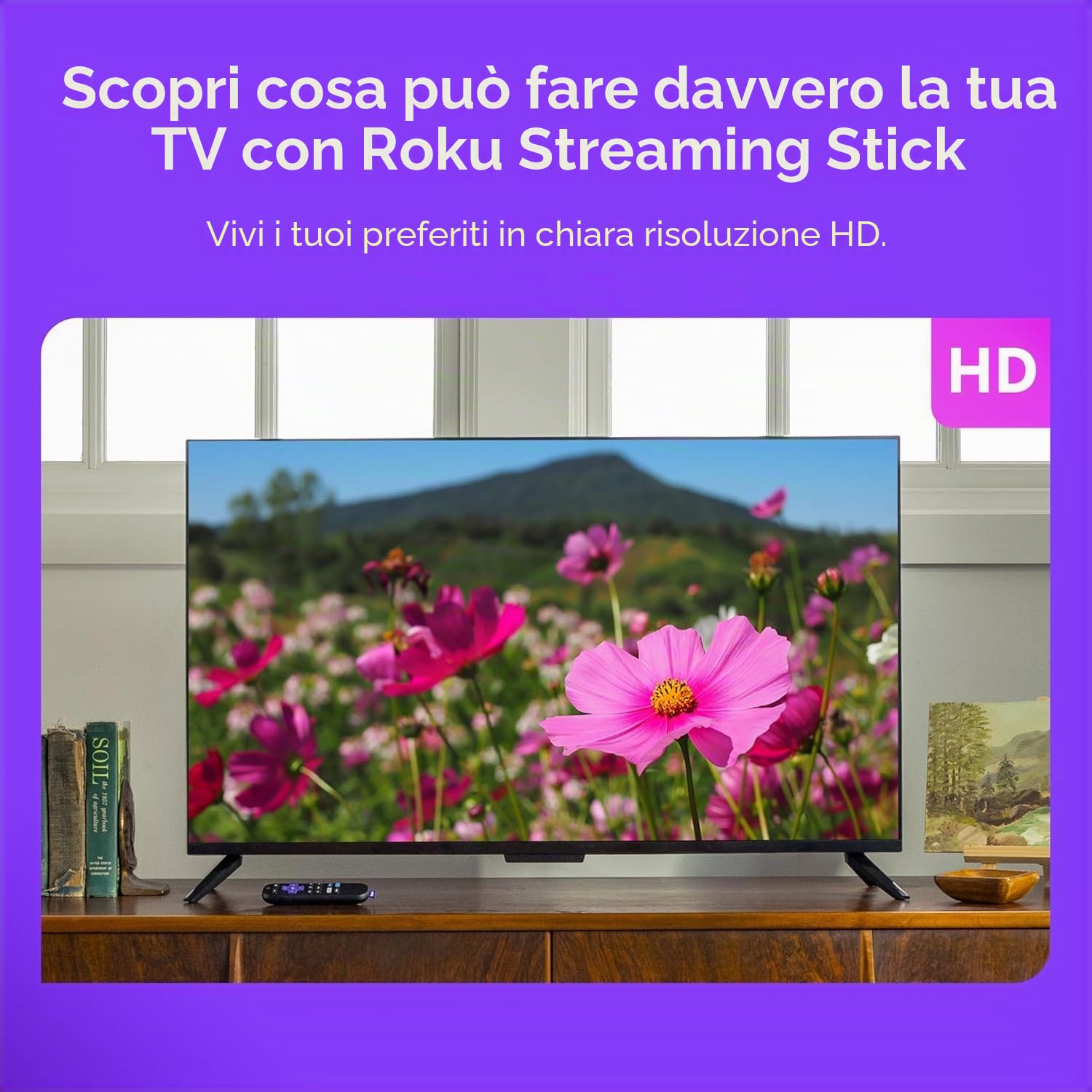 Roku® Streaming Stick™ 2025 - Dispositivo di streaming HD Roku per TV con telecomando vocale - TV gratuita e in diretta