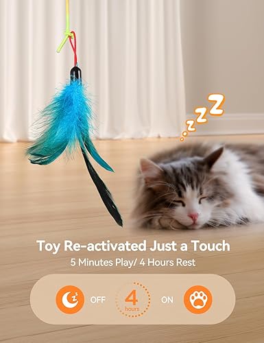 Miniatura 5 de FEELNEEDY Juguetes láser para gatos de interior, juguete interactivo para gatos con luz LED, juguete para gatos, plumas, ratones y plumas, para