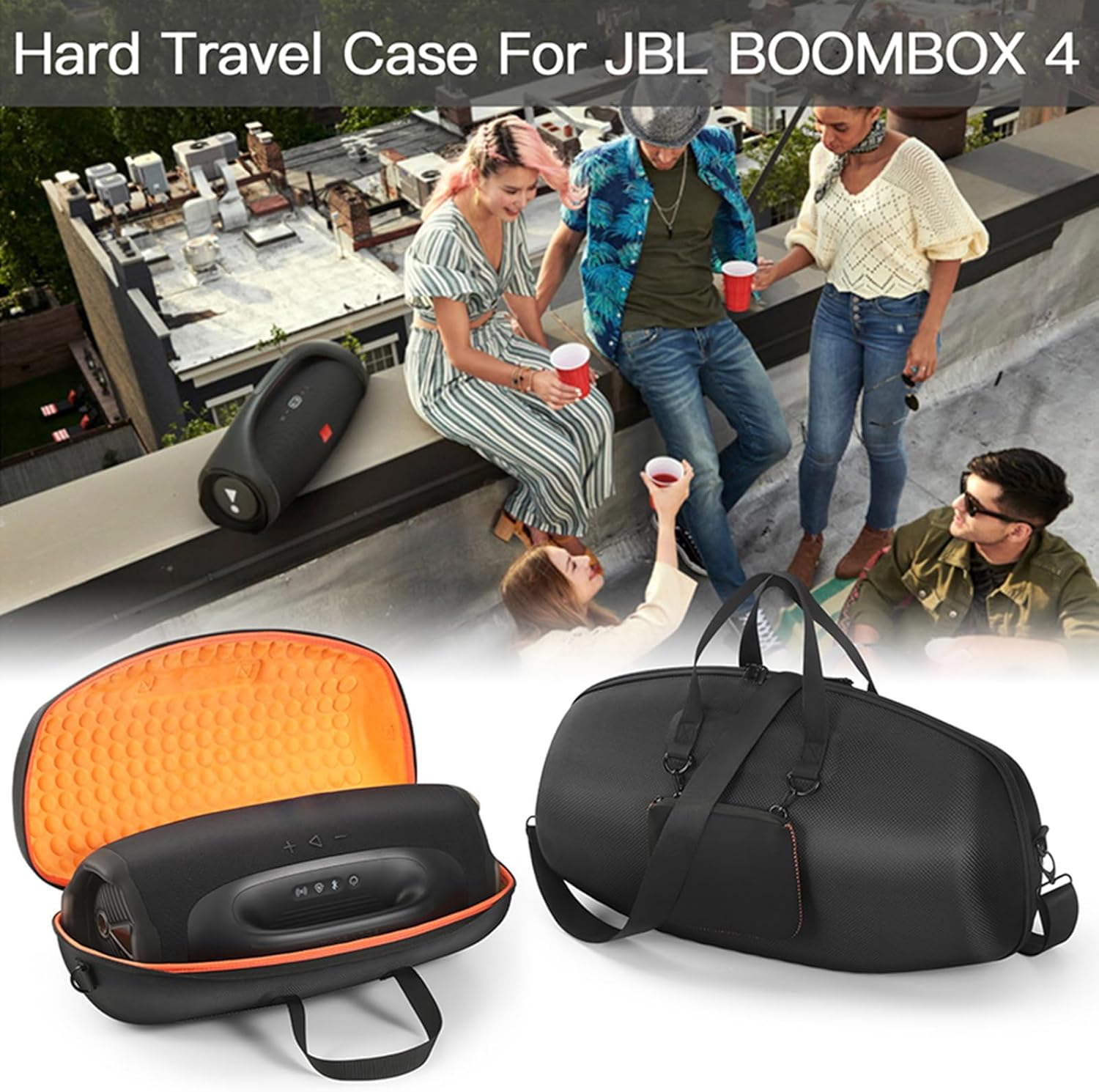 Hard Travel Case for JBL Boombox 4 Portable Waterproof Speaker, Carrying Case Storage Box with Shoulder Strap Compatible with JBL Boombox 3/Boombox 2 Bluetooth Speaker (Box Only)