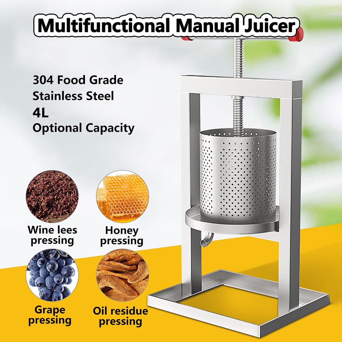 Edelstahl Mesh Honigpresse Bienenwachs Extraktor 4L Mesh Eimer Imkerei Werkzeug Manuelle Honigpresse für Wein Honig Saft Herstellung