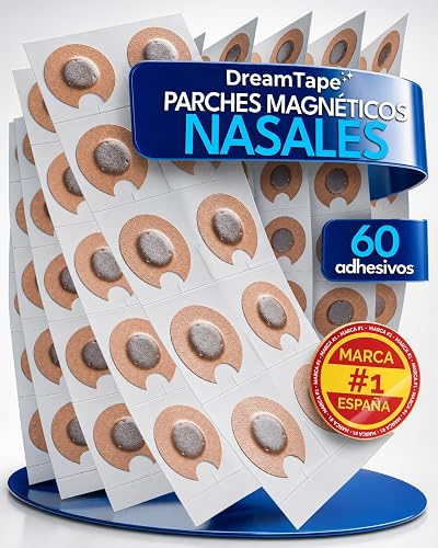 DreamTape® 60 Adhesivos Premium Médicos con Imán para Tiras Nasales Magnéticas – Parches Magnéticos Nasales Repuestos – Pegatinas para Banda Magnética Nariz – Antirronquidos – 30 Usos
