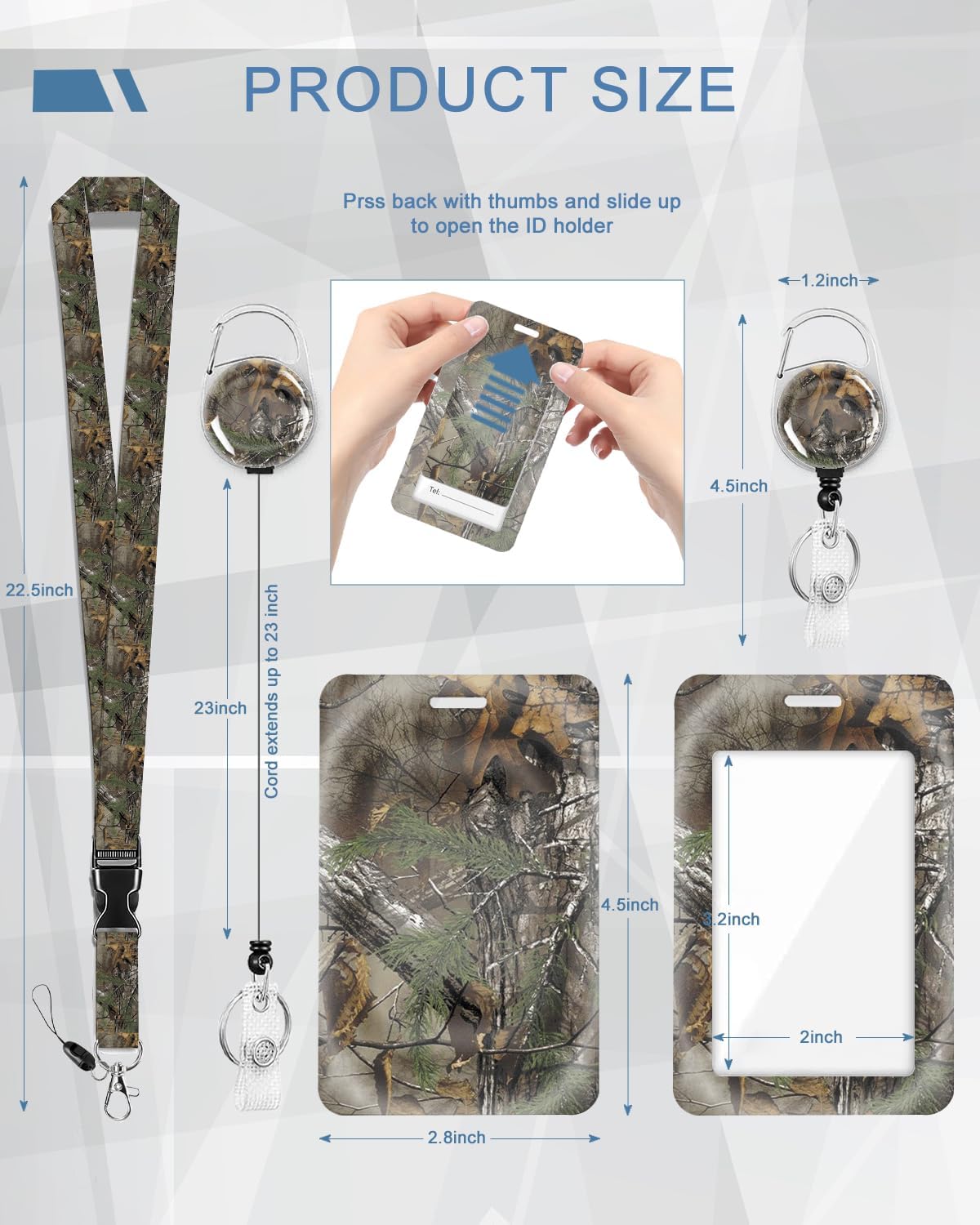 ID Badge Holder with Lanyard and Retractable Clip, Breakaway Lanyard for Name Badge Holder for Teacher Nurse Doctor Student Office Men Gifts, Camouflage thumbnail