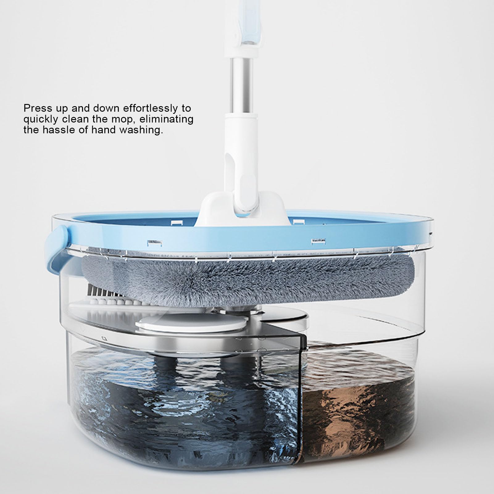 Juego de Cubo y Fregona Giratoria con de Agua Limpia y Sucia Autoseparante, Fregona Cuadrada Giratoria de 360 ​​Grados para el Hogar, Desmontable de 102-128 Cm