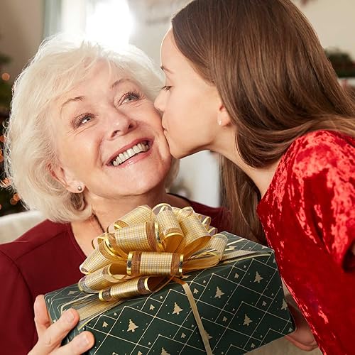 Miniatura 5 de 100 lazos grandes de Navidad de 6 pulgadas para envolver regalos, lazos de organza para cestas de regalo, lazos grandes de cinta para vacaciones,