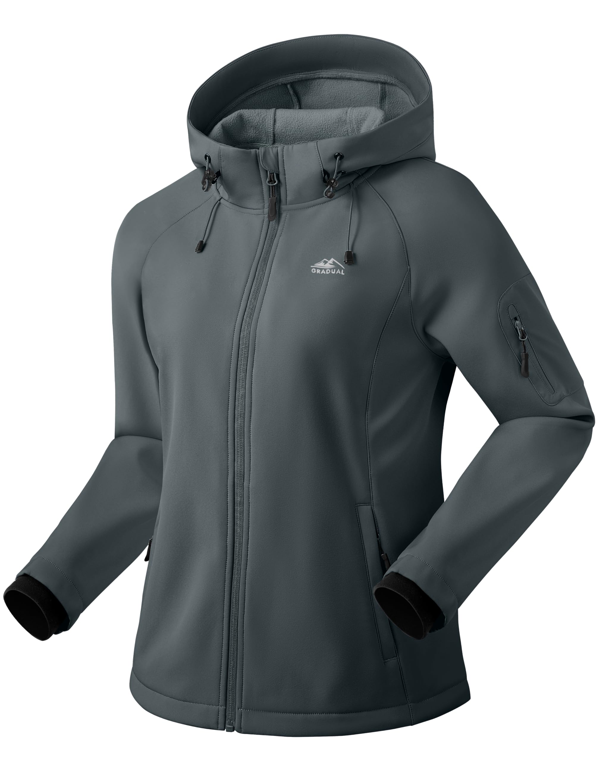 G Gradual Women's Fleece Lined Softshell Jacket Windproof Warm Light Waterproof Hooded Jacket for Women Winter/Fall/Spring