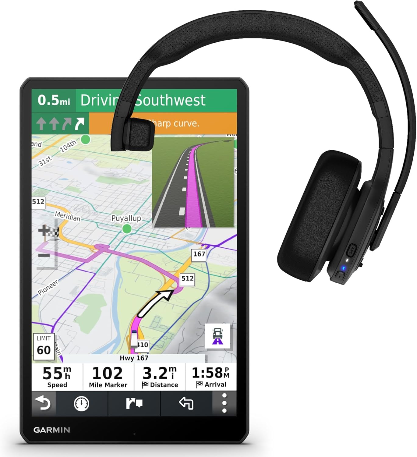 Garmin dezl OTR1000 Headset Bundle: Garmin dezl OTR1000 & Garmin dezl Headset 100