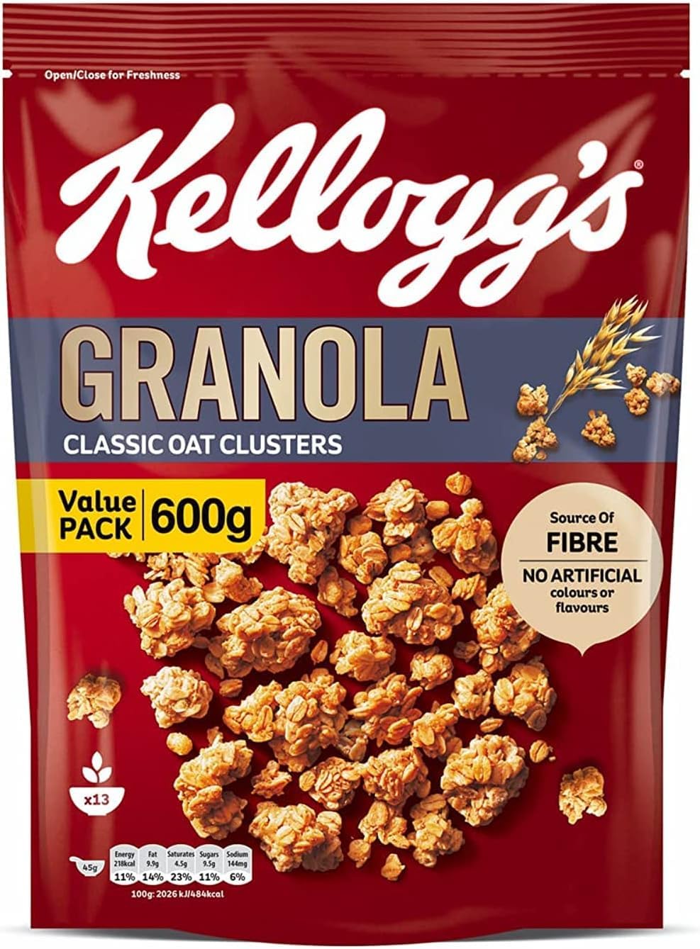 Kellogg's Granola Classic Oat Clusters No Artificial Colours Or Flavours 600g