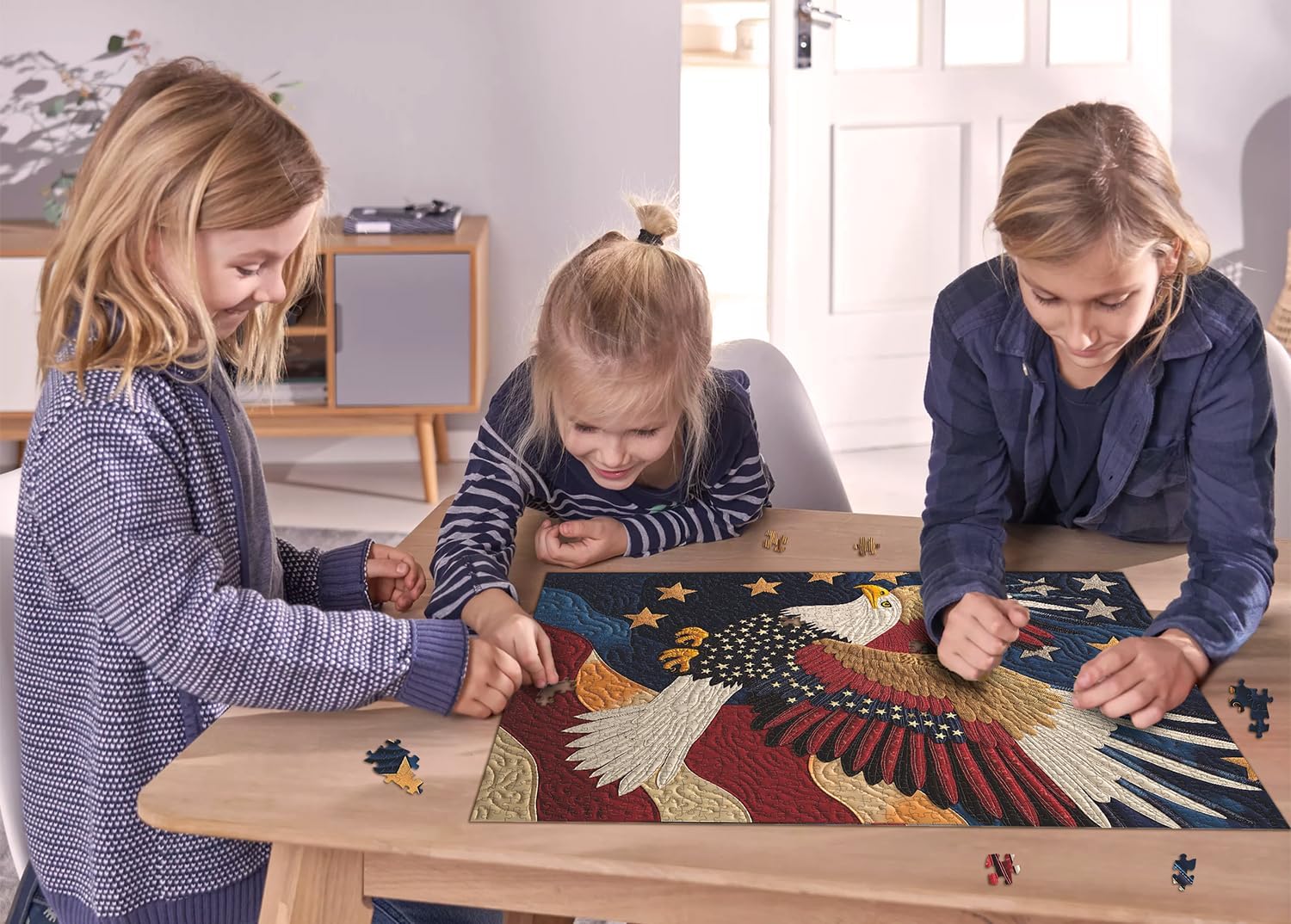 American Flag Eagle Puzzles for Adults 1000 Pieces, Bald Eagle Patriotic Jigsaw Puzzle, United States Freedom Bird Puzzle