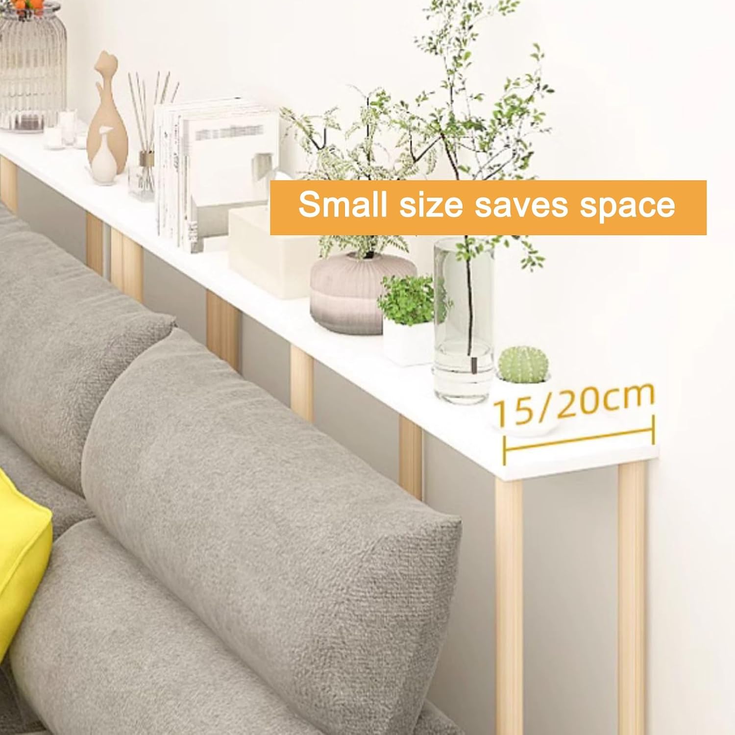 Wooden Entryway Table, 80cm Narrow Sofa Table, Couch Table with Wheels, Console Table Behind Couch, Industrial Style, Thin Entry Table for Entryway Living Room Hallway(W15xH91.5cm/5.9x36in)