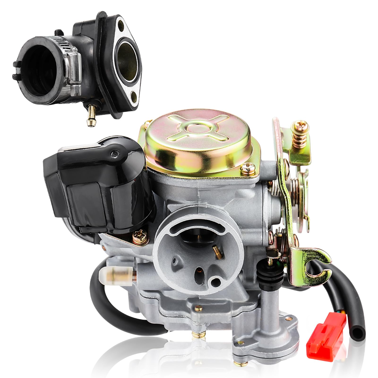 GEARMONSTER 18mm Roller Vergaser Vergaser und Ansaugstutzen für Rex RS 400/RS 450/RS 460/GY6 50cc/GY6 60cc Inkl. E-Choke