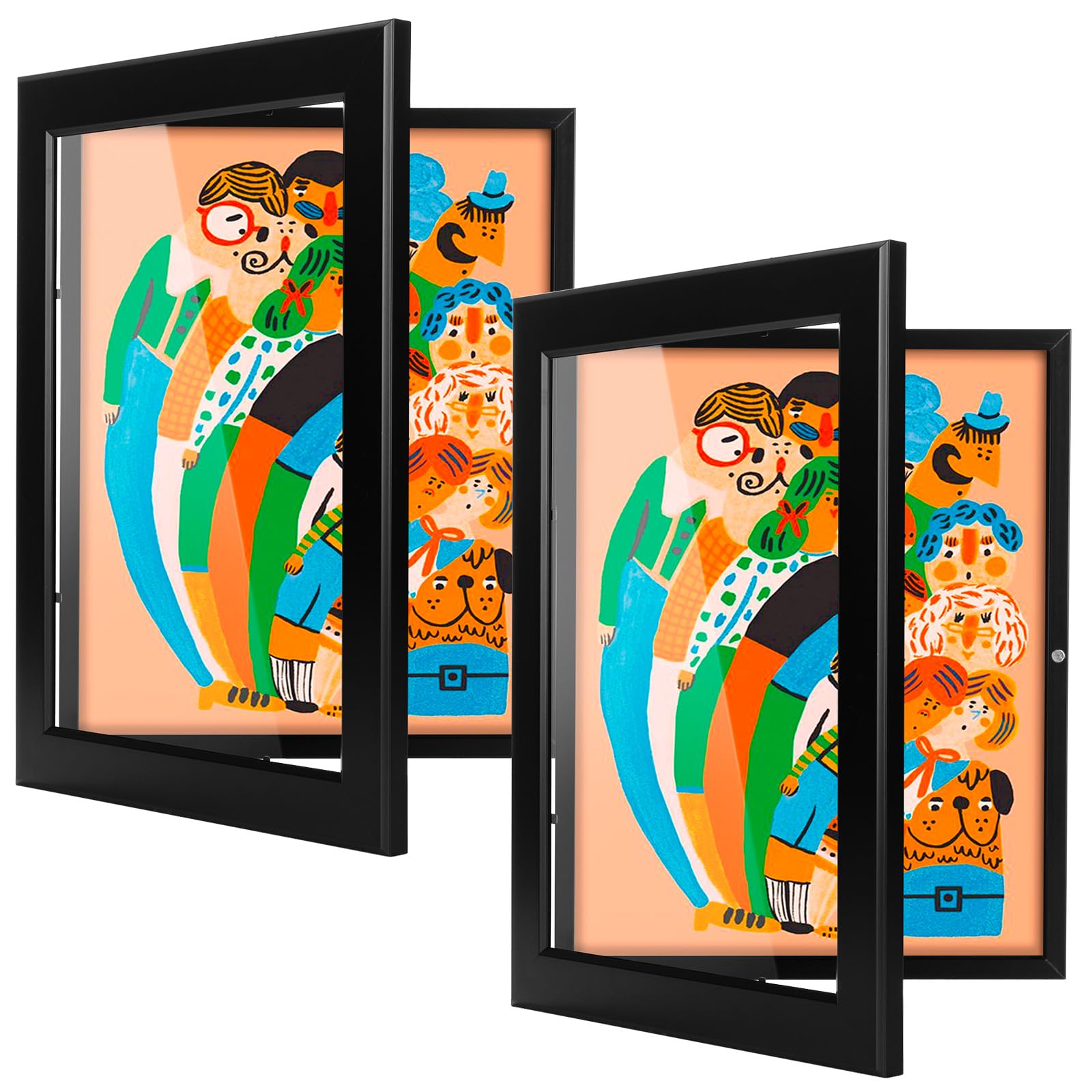 WUIRCCX 8.5x11 Kids Art frame,Front Opening with HD Glass,Horizontal and Vertical Art Display For Kids Artwork,Photos,Crafts,Drawing(Black,2-Pack)