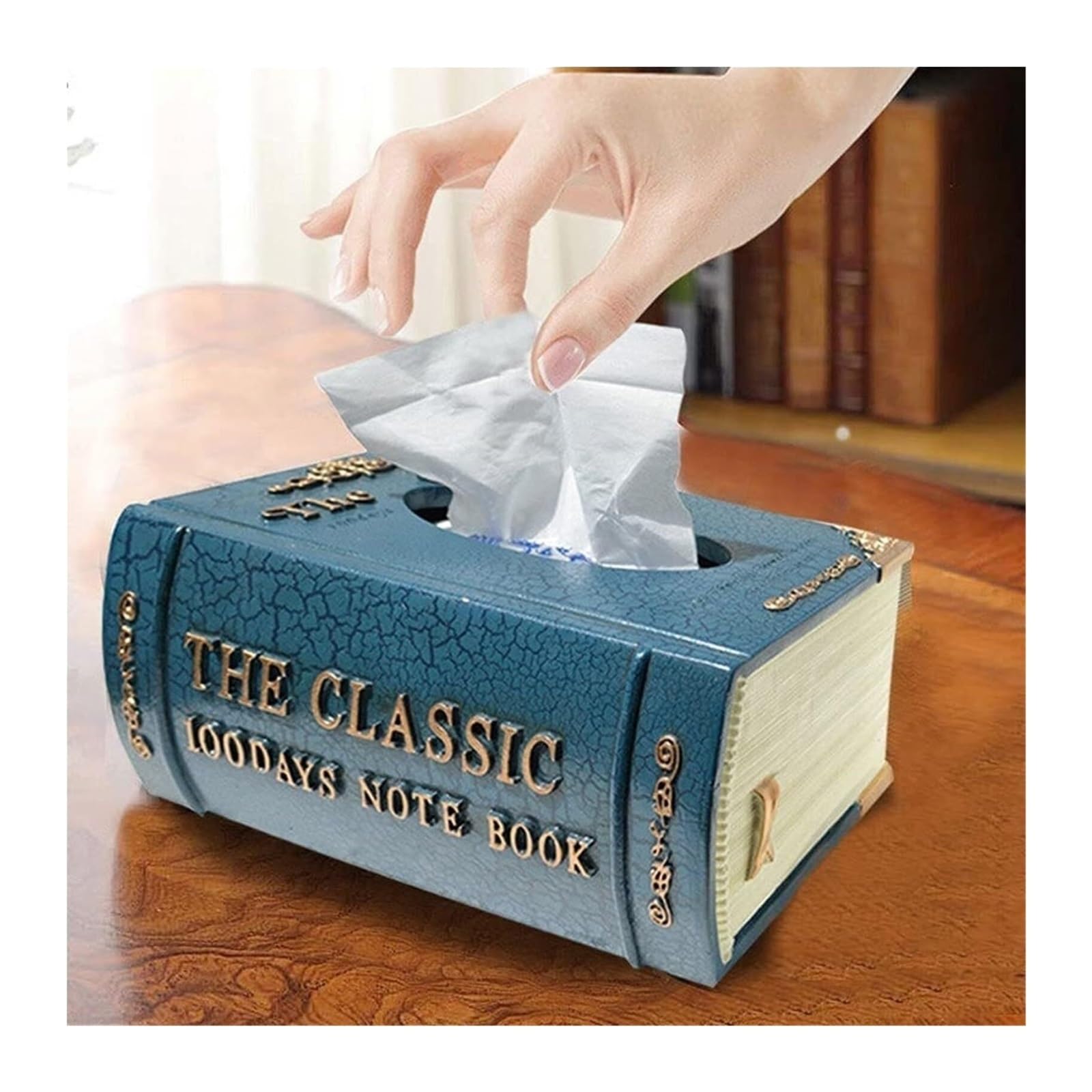 Taschentuchbox-Ständer Papierhandtuchspender, Retro-Bücher, Taschentuchboxen, Haushalt, Autobox Fürs Neue Zuhause(A)