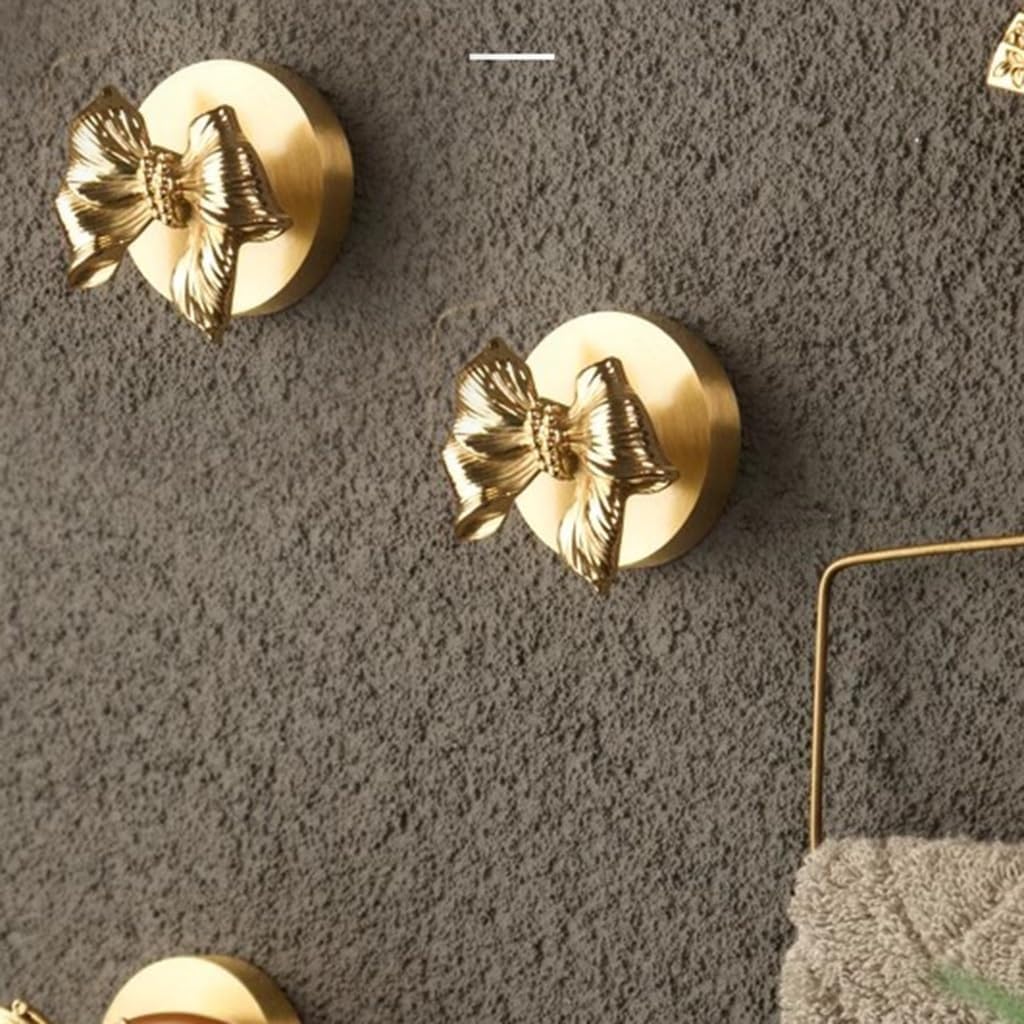 Decorative Hook Attractive Bow Shape Design Brass Hook Wall Hooks for Hanging Multi-Purpose Hooks Hook for Coat Hat Towel(Set of 2), Size