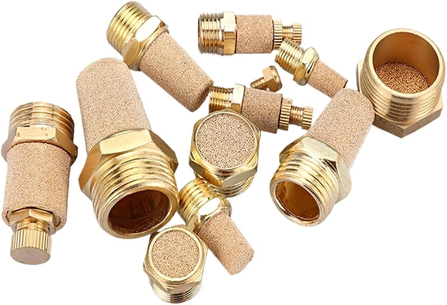 Pneumatic Brass Exhaust Muffler BSL M5 1/8" 1/4" 3/8" 1/2" Silencers Fitting Noise Filter Reducer Connector Copper(B-1)