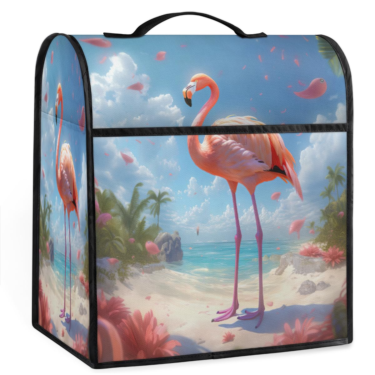 Coffee Maker Cover Summer Ocean Flamingo Kitchen Appliance Covers Small Appliance Covers Blender Cover Juicer Cover Dust Covers for Kitchen Appliances with Top Handle and Pockets,Washable,C426