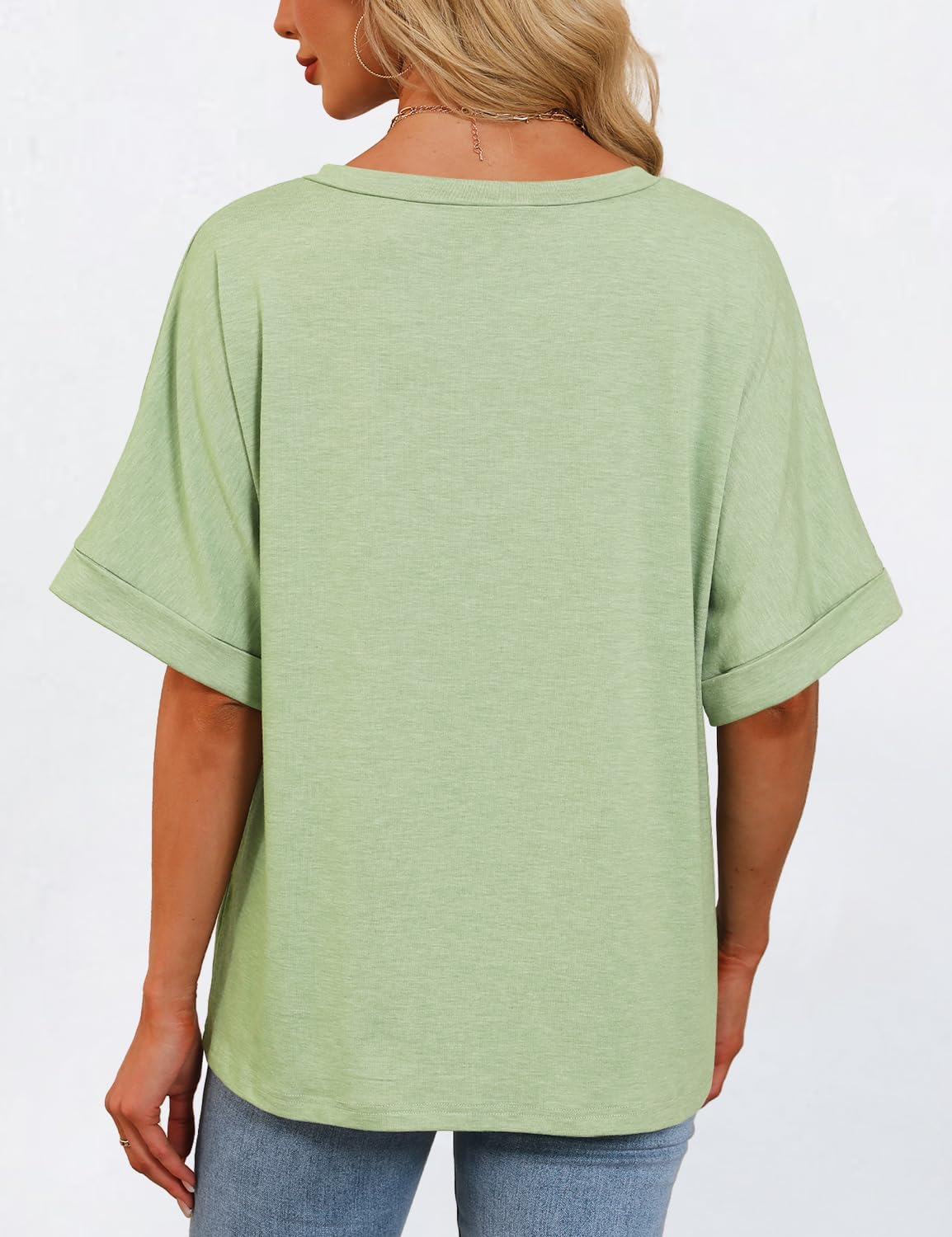 Womens Oversized T Shirts V Neck Loose Fit Shirts Short Sleeve Summer Casual Tops 2025 Trendy Blouses Y2K Plain Tees - Image 4