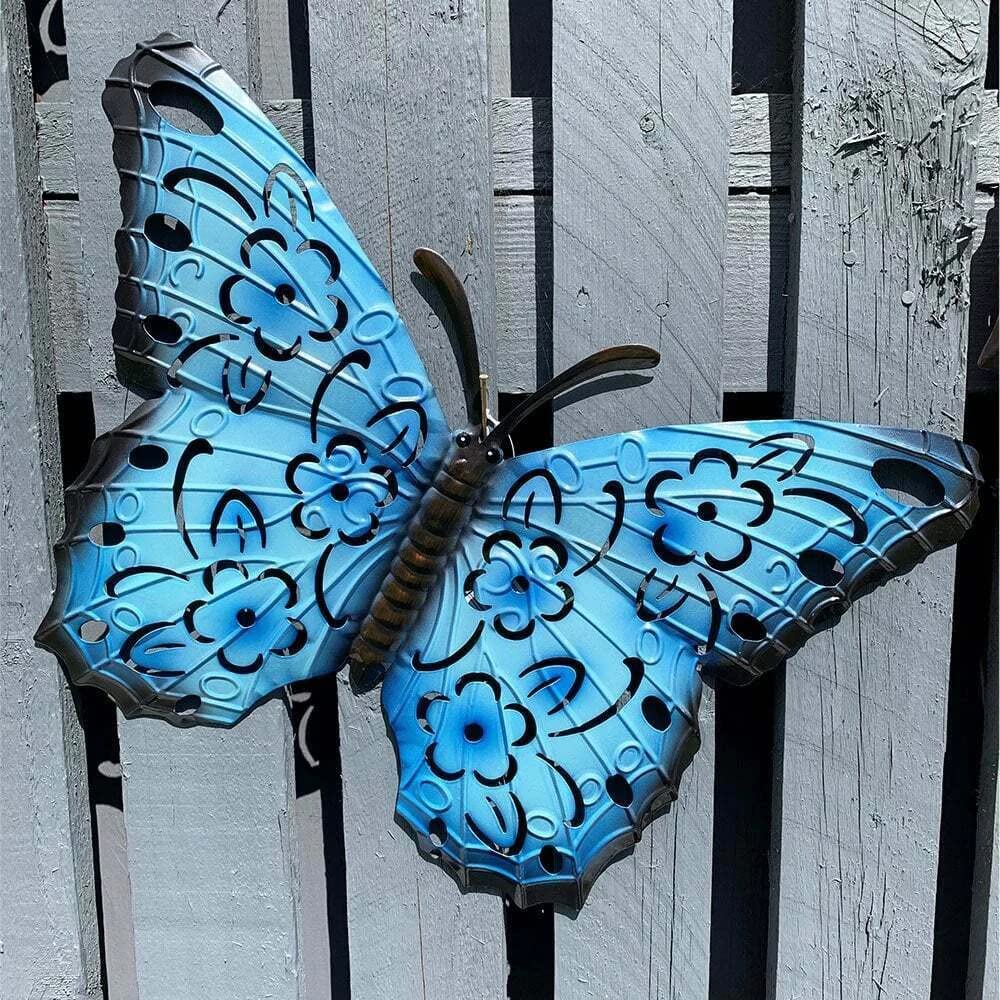 PEBBLE HUG Large Garden Metal Butterfly, Wall Art, Metal Wall Sculptures for Home Lightweight And Portable - Image 4