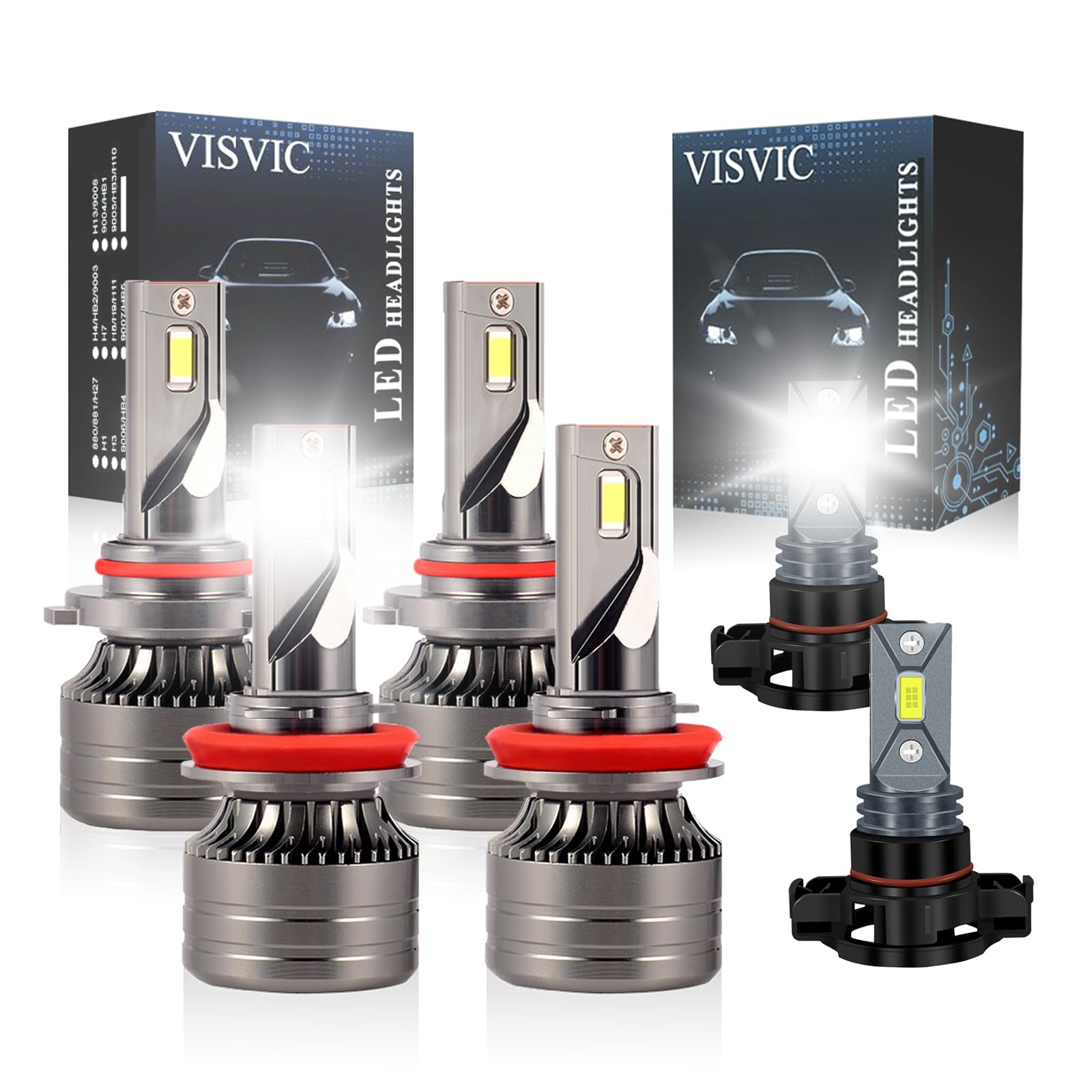 FZPJJNB For Dodge Charger 2011 2012 2013 2014 LED Headlights High Low Beam + Fog Lights Bulbs,8000K Ice Blue,Pack of 6,C01