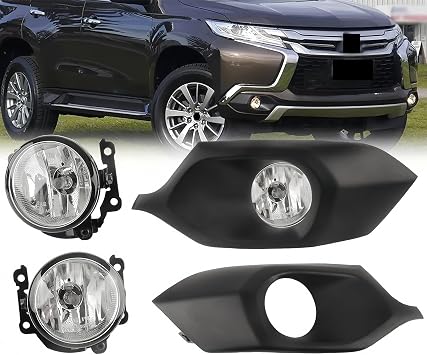 1 Pair Car Front Bumper Fog Lights Compatible With Mitsubishi Pajero Sport 2016-2019, OEM Style Replacement Fog Lamp Kit