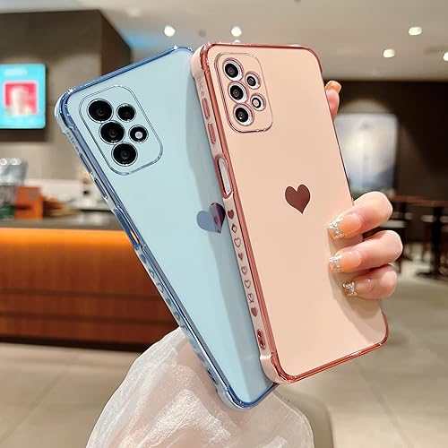 Miniatura 3 de phylla Funda compatible con Samsung Galaxy A23 de 6.6 pulgadas, chapada en oro, bonita funda de corazón con protección de cámara, silicona suave, a