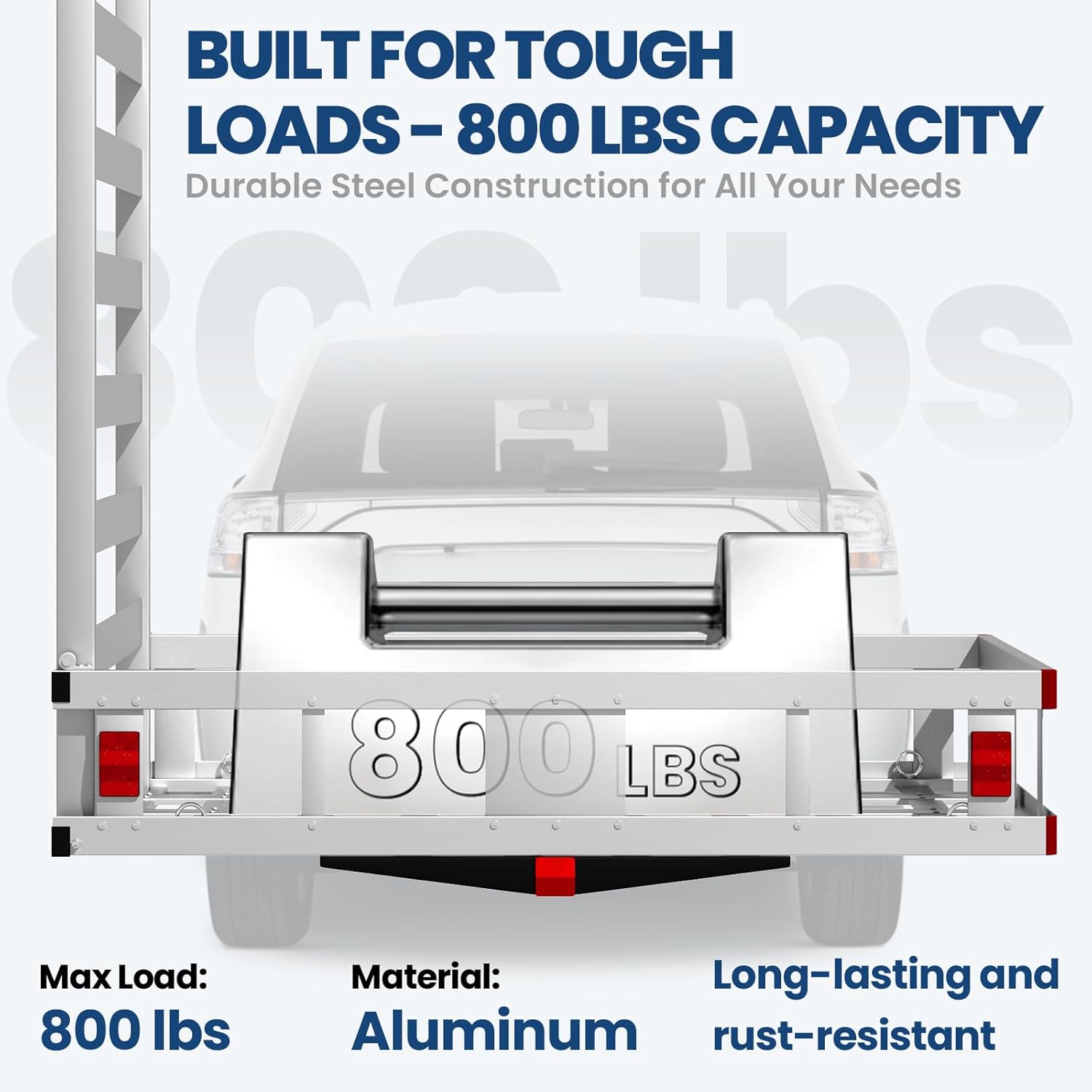Heavy-Duty 800 LBS Capacity Hitch Cargo Carrier, 55" x 32" x 13" Hitch Mount Aluminum Cargo Carrier, 50" Folding Ramp, Luggage Carrier Rack, Fits 2" Hitch Receiver for SUV Truck Pickup Camping
