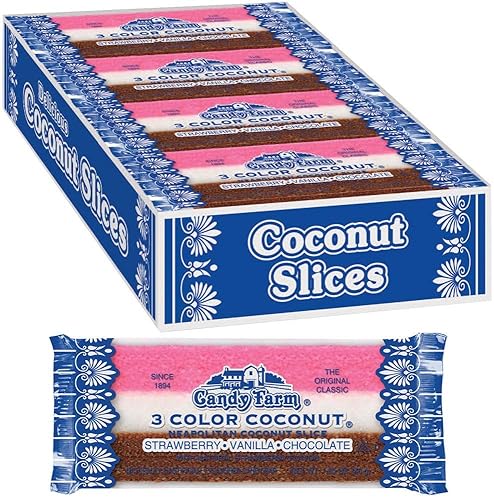 Coconut Slice, Barras de dulce (24 barras de coco húmedas y deliciosas envueltas individualmente de 1.65oz por caja)
