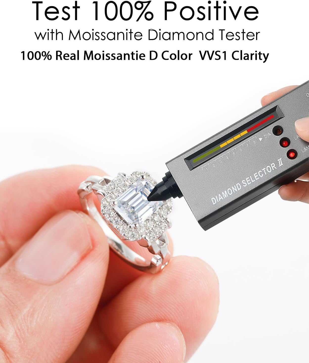 Moissanite Solitaire Engagement Ring for Women 2.5CT Emerald Cut D Color VVS1 Moissanite Wedding Band,S925 Sterling Silver with 18K White Gold Plated Anniversary Promise ring(10) - Image 2