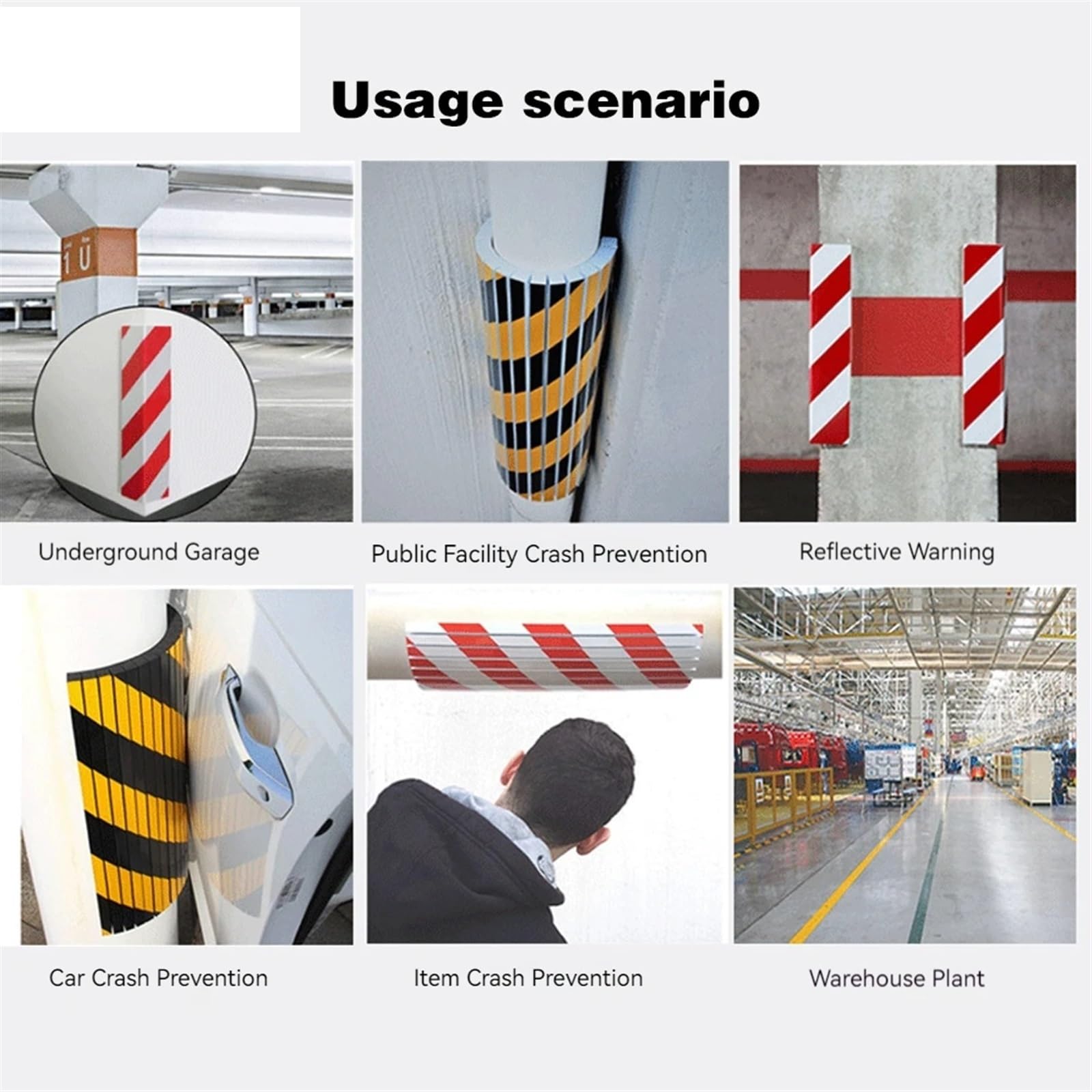 Lot de 1/2/4 protecteurs muraux de Garage en Mousse for Coins de Voiture, Autocollants Anti-Collision, colonnes de Garage, Protections Anti-Rayures for Pare-Chocs de Porte de Voiture(4PCS Red)